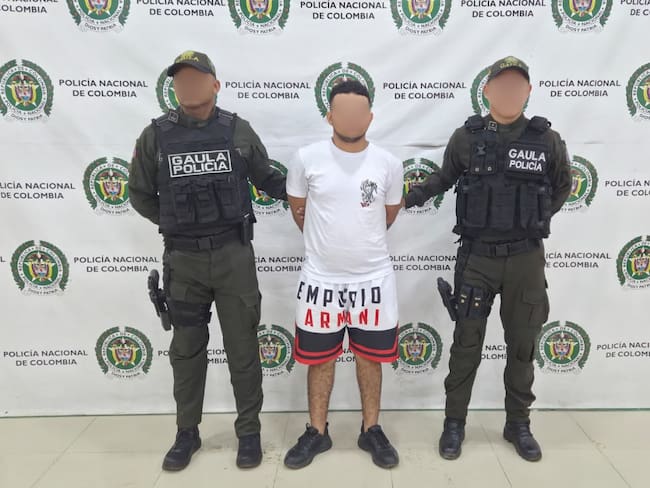 Alias 'Chirri' en el momento de su captura. Foto suministrada por la Policía Metropolitana de Montería.