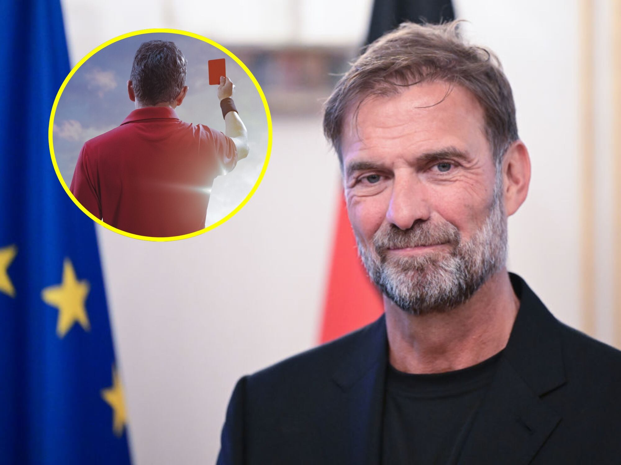 Jürgen Klopp e imagen de referencia de árbitro I Fotos: Bernd Weißbrod/picture alliance via Getty Images. / Getty Images.