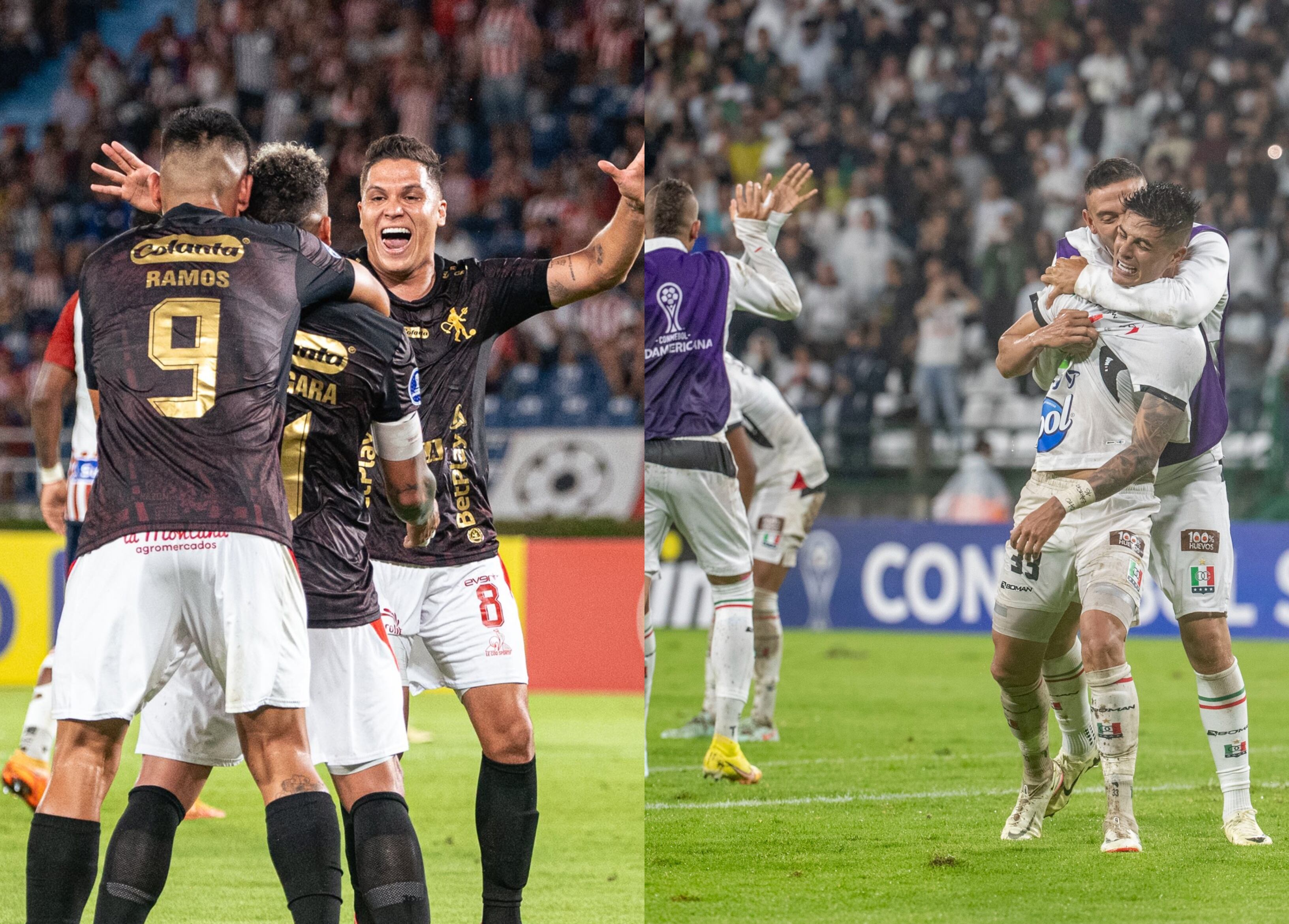 Fotos tomadas de las cuentas oficiales de X de América de Cali y CONMEBOL Sudamericana