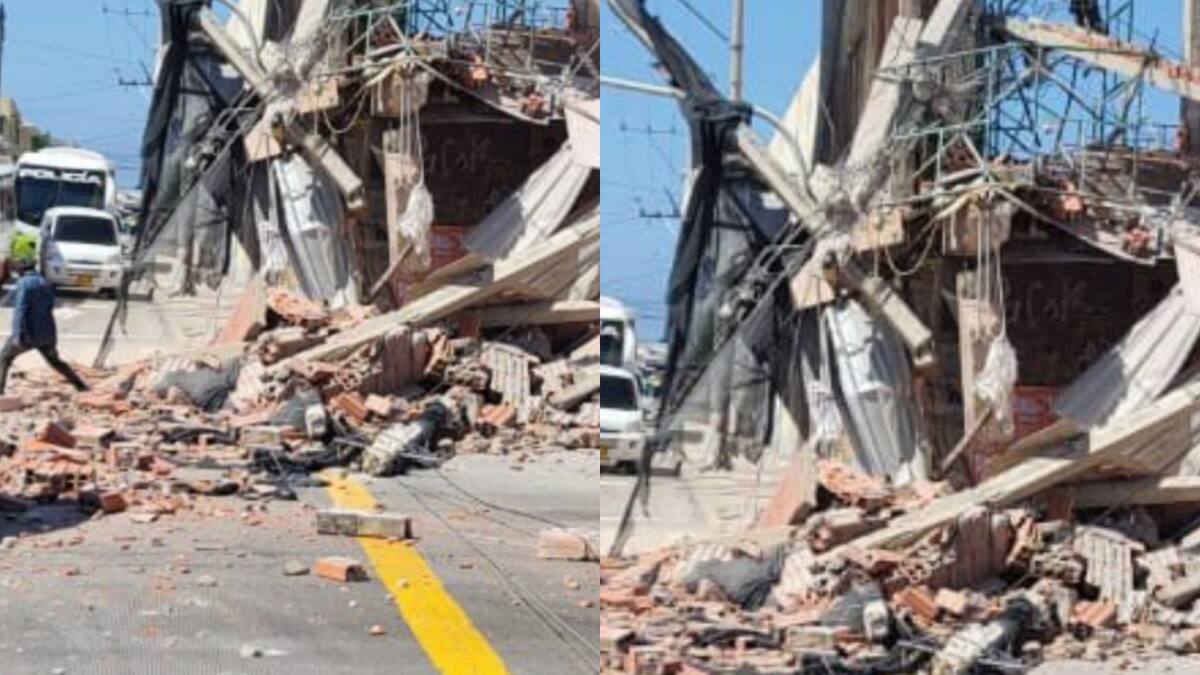 Parte de un edificio en el centro de Barranquilla se desplomó