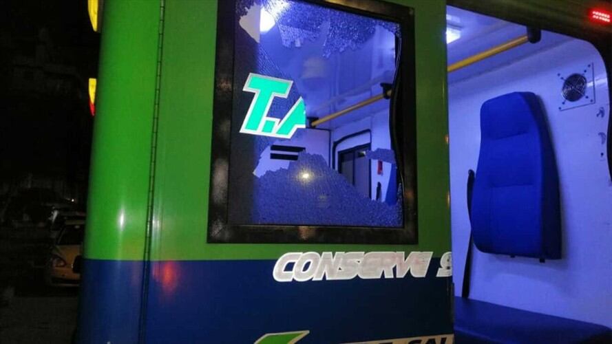 Ambulancia atacada en Pereira. Foto: Suministrada (ESE Salud Pereira)