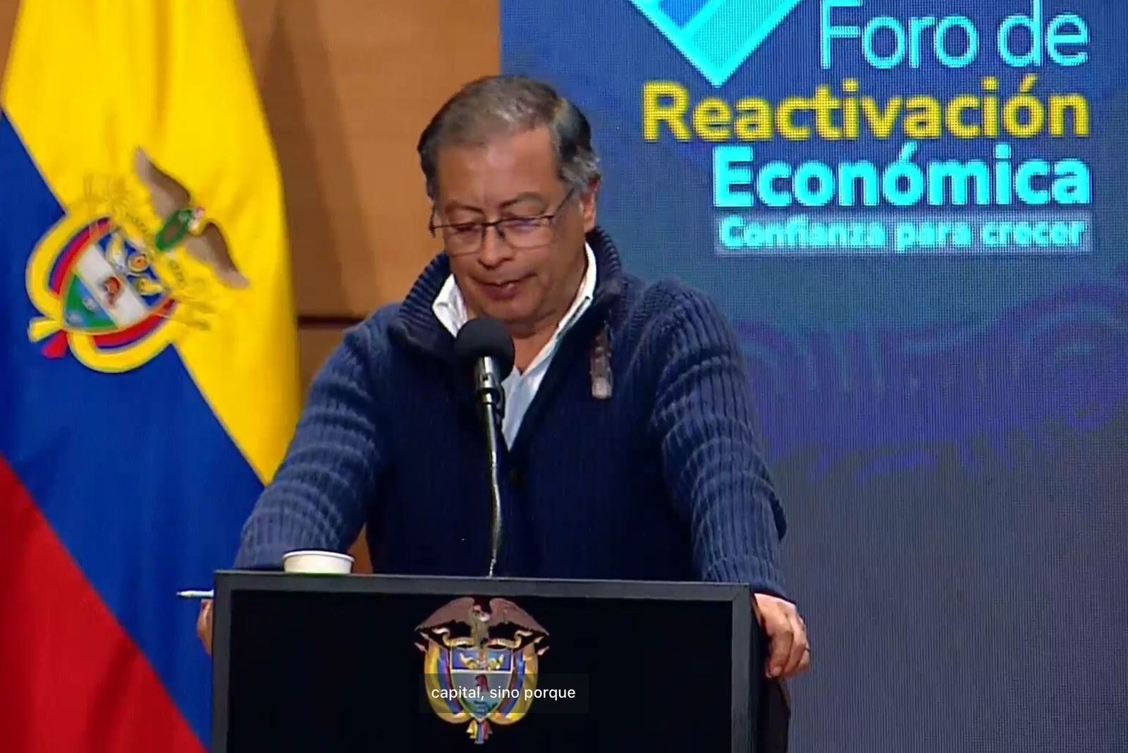 Presidente Gustavo Petro en el cierre del Foro de Reactivación Económica.