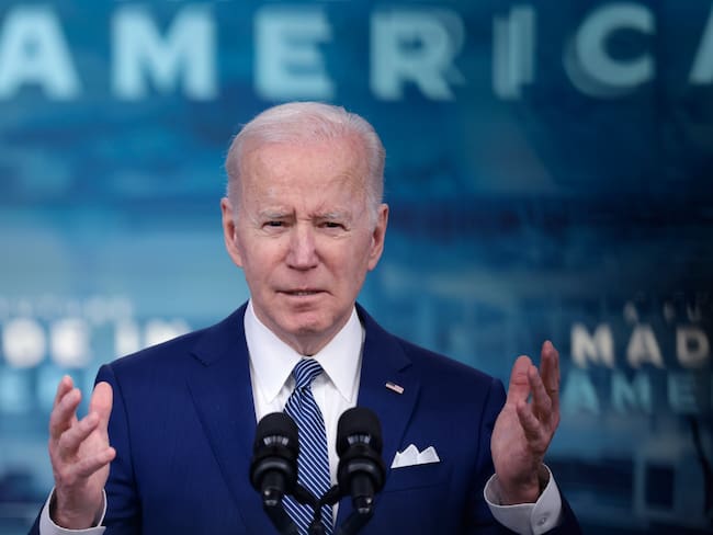 WASHINGTON, DC - MARCH 04:  U.S. President Joe Biden speaks about the February jobs report during an event at the White House complex March 4, 2022 in Washington, DC. The U.S. economy added 678,000 new jobs in the month of February.  (Photo by Win McNamee/Getty Images)