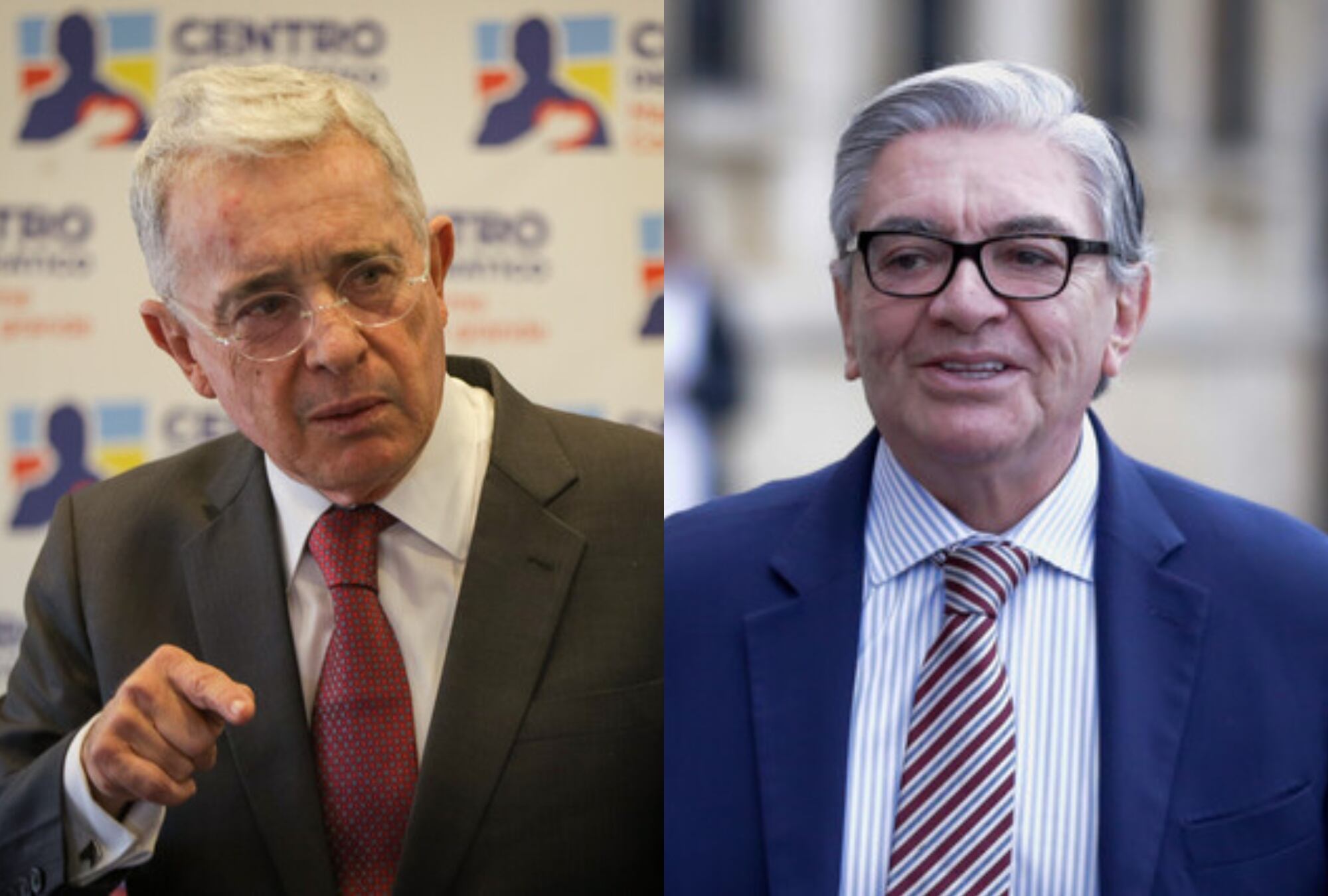 Álvaro Uribe y Fabio Valencia Cossio. Foto: (Colprensa - Álvaro Tavera) / (Colprensa - Diego Pineda)