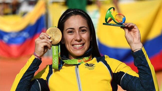 Mariana Pajón despertó pasiones con relajante baño. Foto: David Ramos/Getty Images