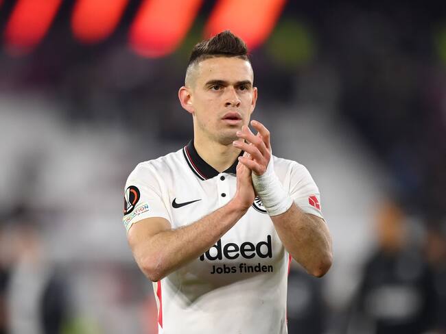 Rafael Santos Borre en el West Ham United v Eintracht Frankfurt por Europa League (Photo by Justin Setterfield/Getty Images)