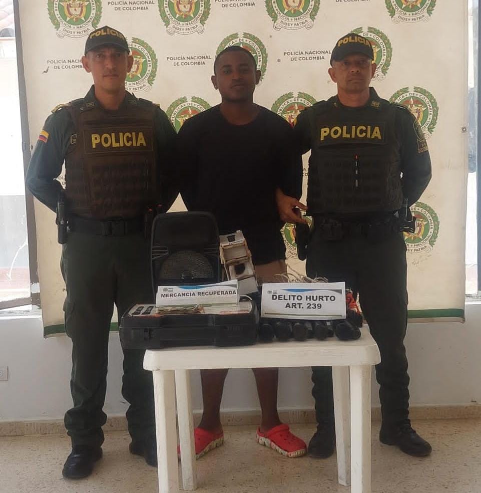 Capturado por robar ofrenda en iglesia de Marialabaja. Foto: Policía de Bolívar.