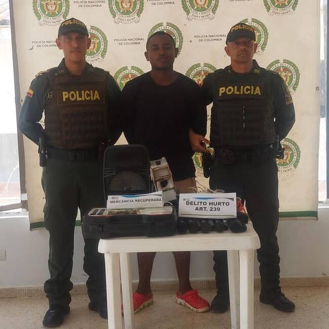 Capturado por robar ofrenda en iglesia de Marialabaja. Foto: Policía de Bolívar.