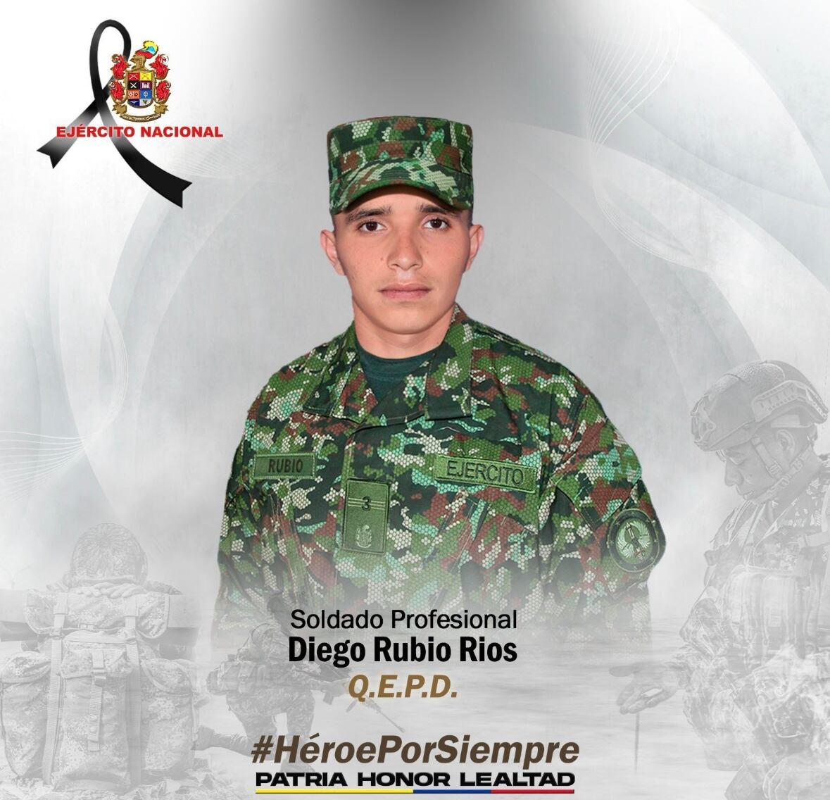 Soldado profesional Diego Rubio Ríos. Foto: Ejército Nacional
