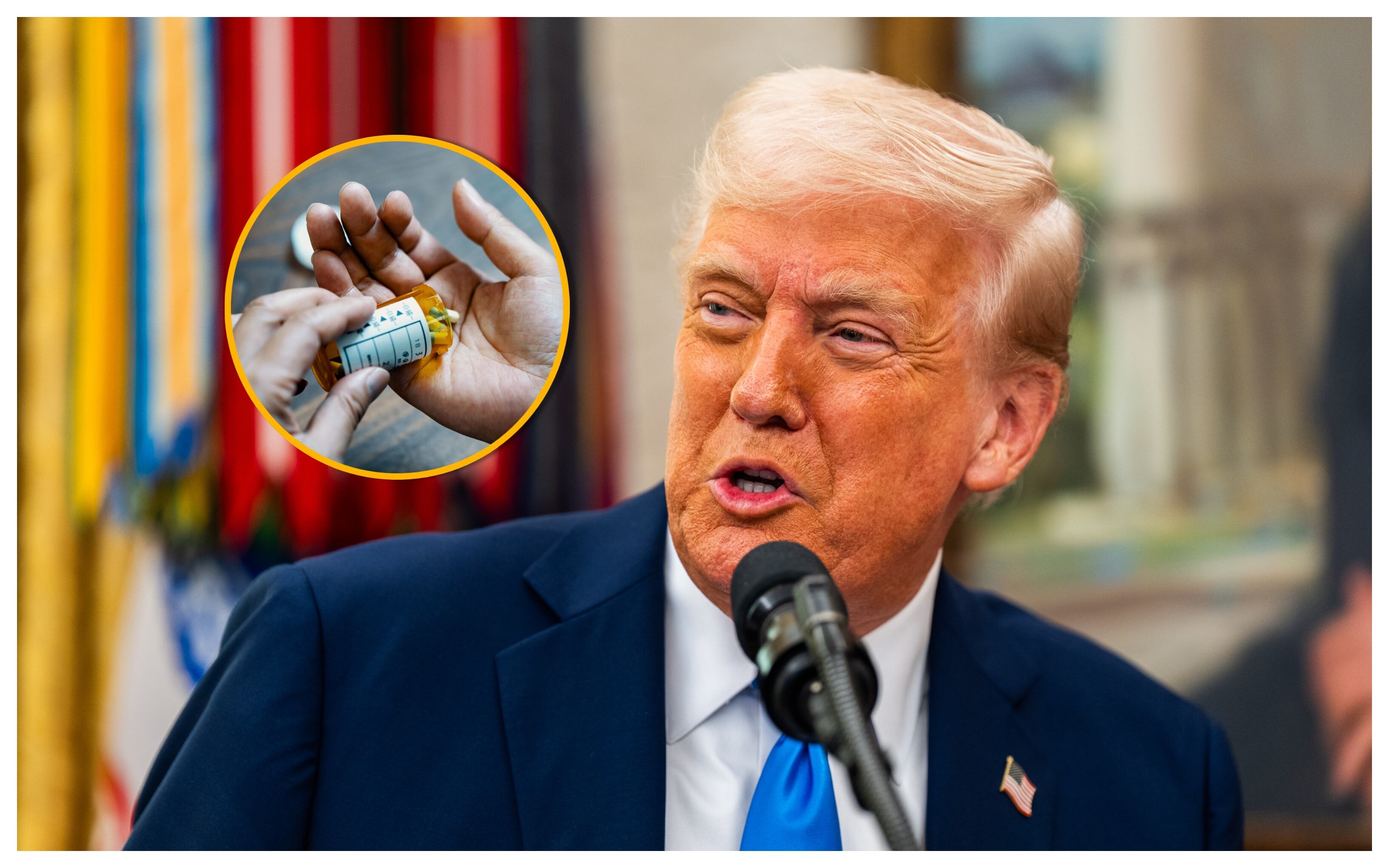 Trump y medicamentos. Foto: Demetrius Freeman/The Washington Post via Getty Images.
