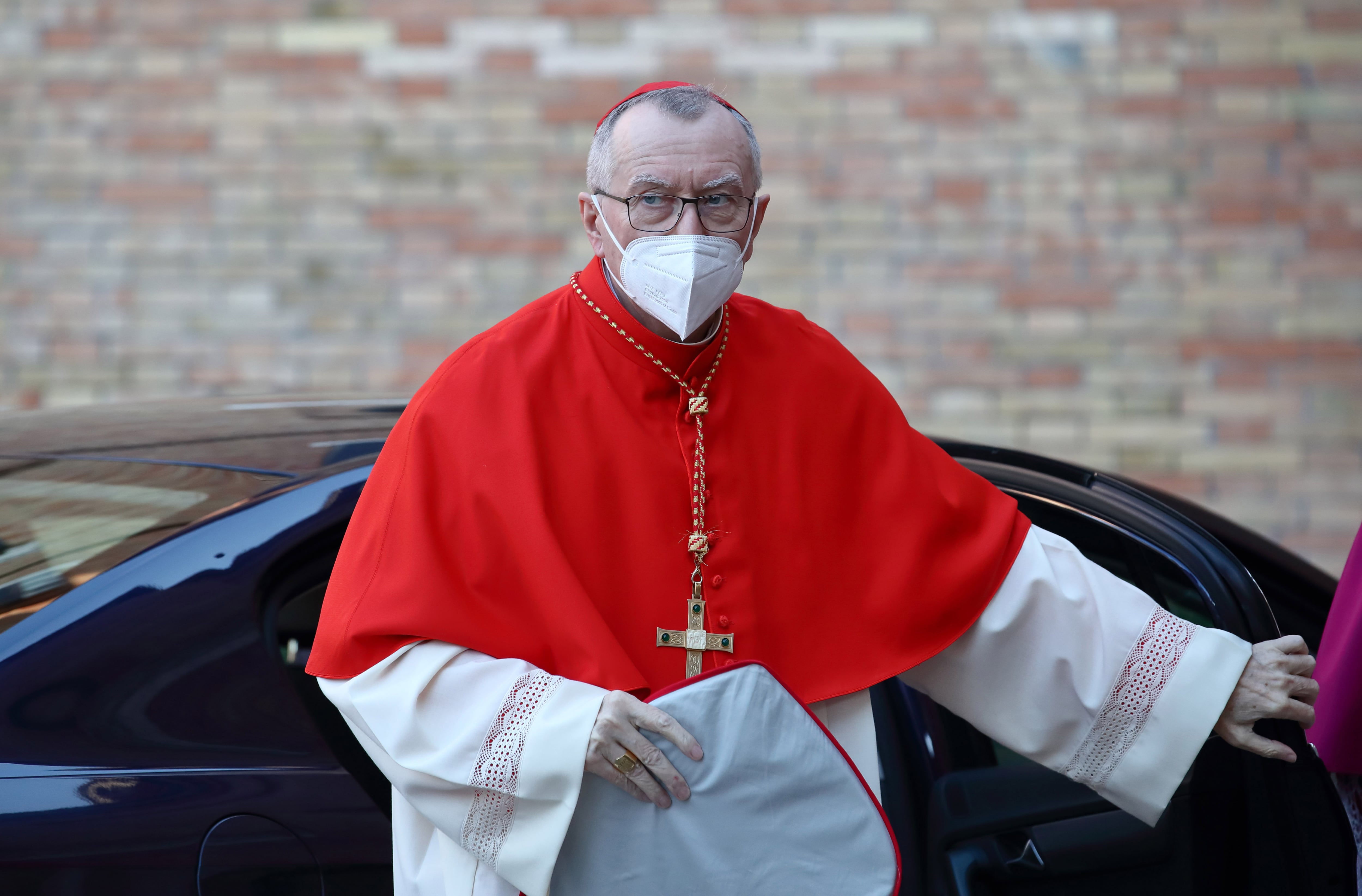 The arrival of Cardinal Pietro Parolin in the church of Sant'Anselmo for the initial prayer and penitential procession towards the basilica of Sana Sabina. Rome (Italy), March 2nd, 2022. (Photo by Grzegorz Galazka/Archivio Grzegorz Galazka/Mondadori Portfolio via Getty Images)