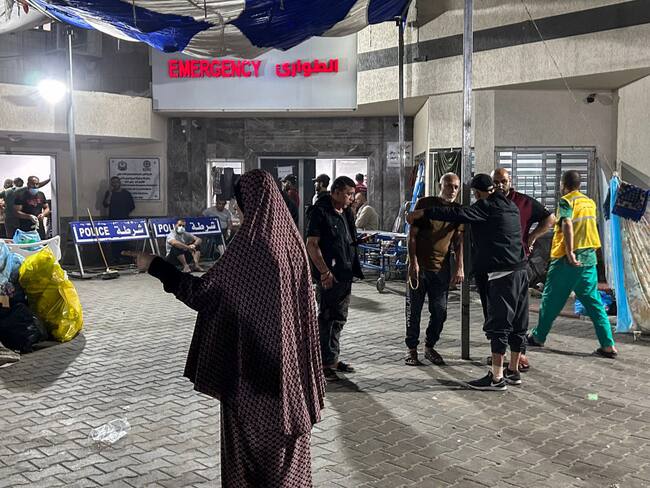 Al-Shifa hospital in Gaza City. (Photo by -/AFP via Getty Images)