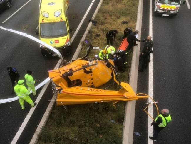 Helicoptero que cayó en vía | Foto: Redes Sociales
