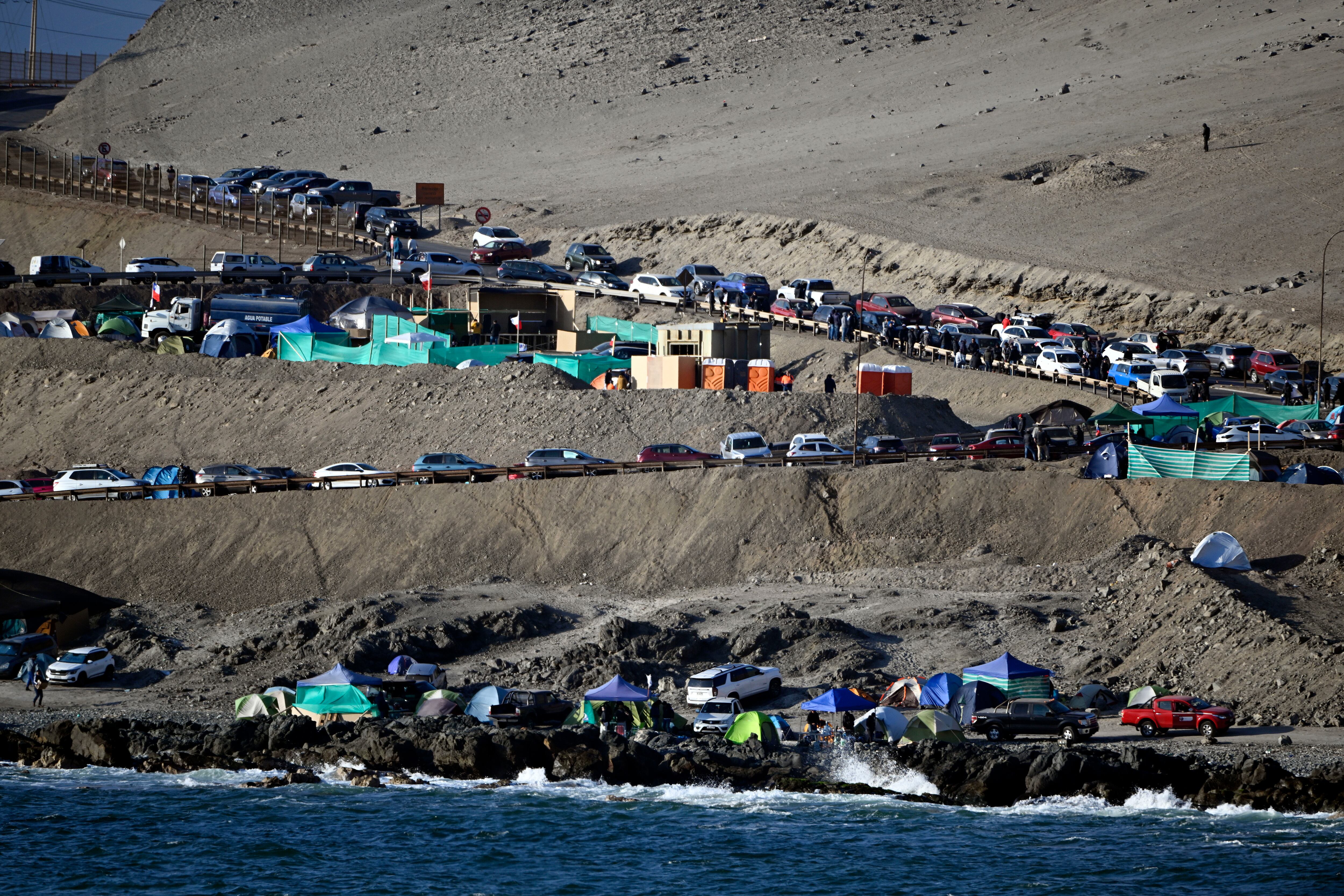 Manifestaciones de mineros en Chile. FOTO: EFE/ Pedro Tapia