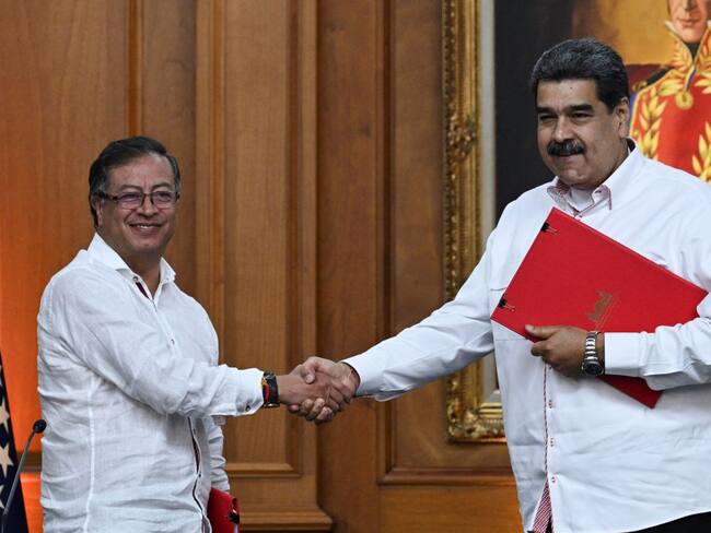 Presidente Gustavo Petro y su homólogo Nicolás Maduro. Foto: Getty Images.