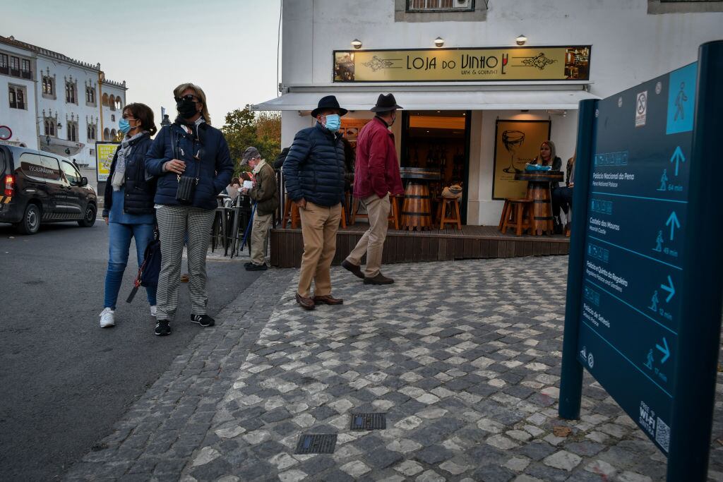 People walk around the historic area of Sintra, Portugal. November 16, 2021. Prime Minister Antonio Costa admits that he is concerned about the increase of covid-19 cases in Portugal, but does not rule out adopting restrictive measures as in previous waves, however, he does not contemplate the need for a new state of emergency. (Photo by Jorge Mantilla/NurPhoto via Getty Images)