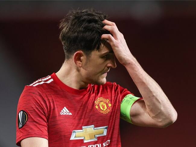 Harry Maguire falló un gol con el arco vacío. Foto: Matthew Ashton - AMA/Getty Images