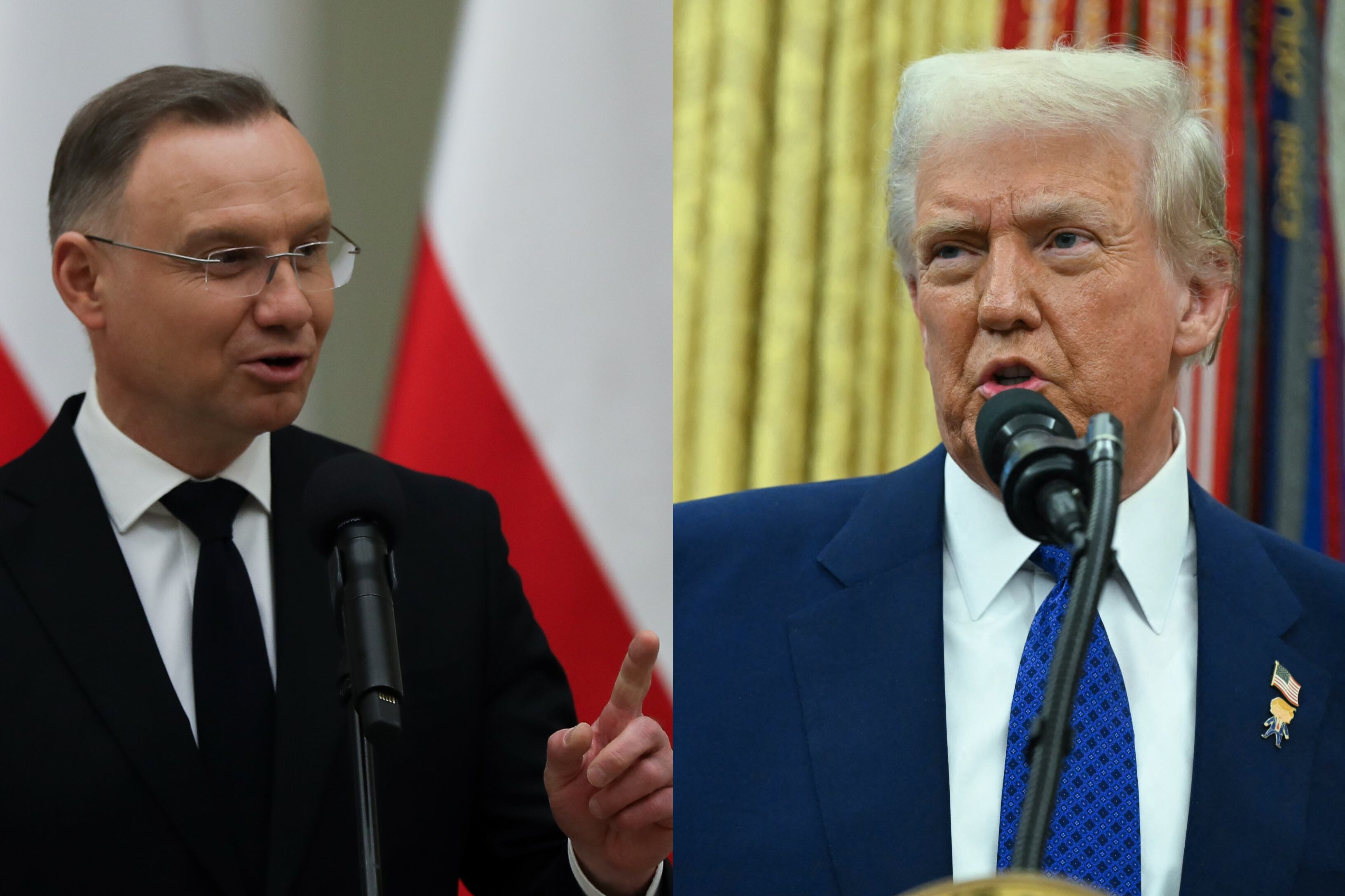Presidente polaco, Andrzej Duda FOTO: Klaudia Radecka/NurPhoto /Getty Images.  Donald Trump. FOTO: ANDREW CABALLERO-REYNOLDS/AFP /Getty Images
