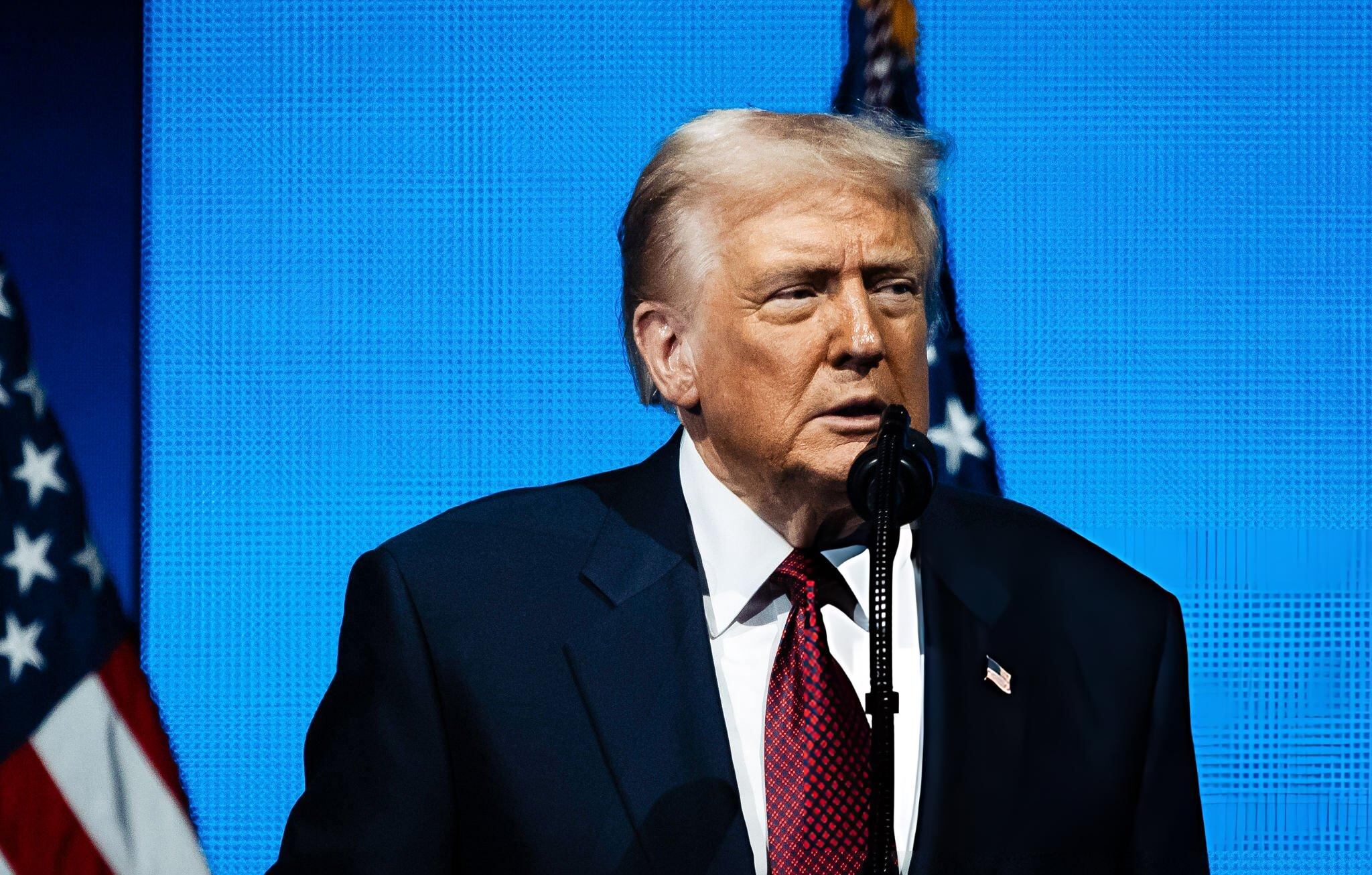 El presidente de Estados Unidos, Donald Trump, en el América Business Forum 2025. FOTO: Eva Marie Uzcategui