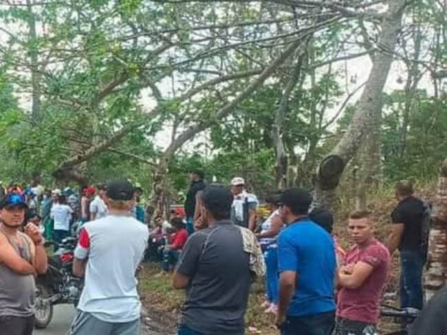 Bloqueo en Puerto Libertador, sur de Córdoba. Foto: cortesía (referencia).