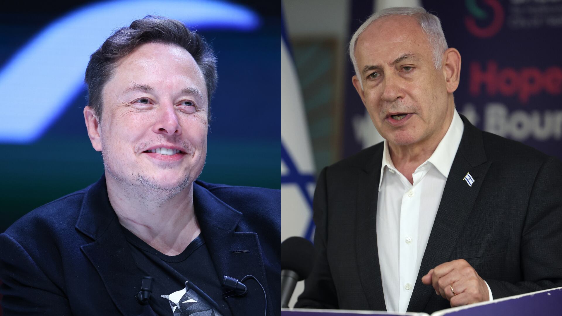 Elon Musk. Foto: Marc Piasecki/Getty Images. Benjamin Netanyahu. Foto: Jack Guez -Pool/Getty Images