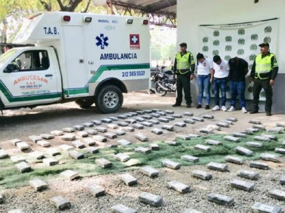 Incautan ‘narco-ambulancia’ con 156 kilos de cocaína en el Magdalena