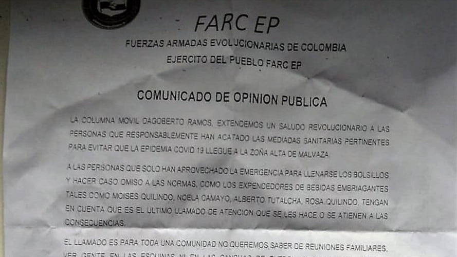 En el documento, amenazan con nombre propio a varios ciudadanos de la zona alta de Malvazá. Foto: Cortesía