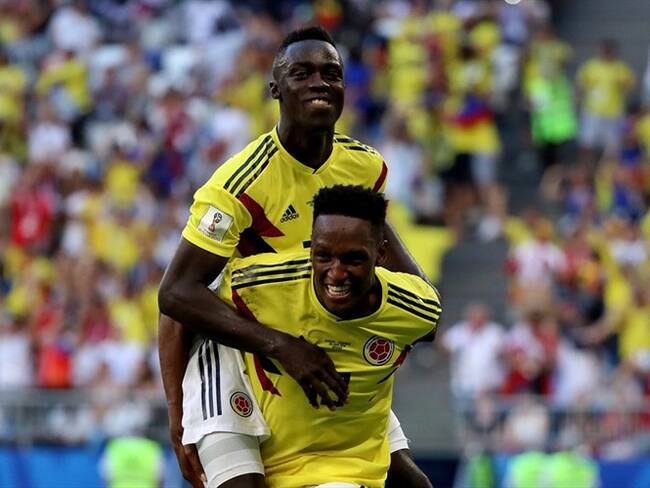 Defensas centrales de la Selección Colombia Davinson Sánchez y Yerry Mina. Foto: Colprensa - Luis Álvarez