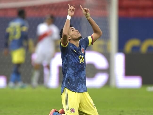 Luis Díaz celebrando su segundo gol ante Perú en la Copa América 2021. Foto: Pedro Vilela/Getty Images