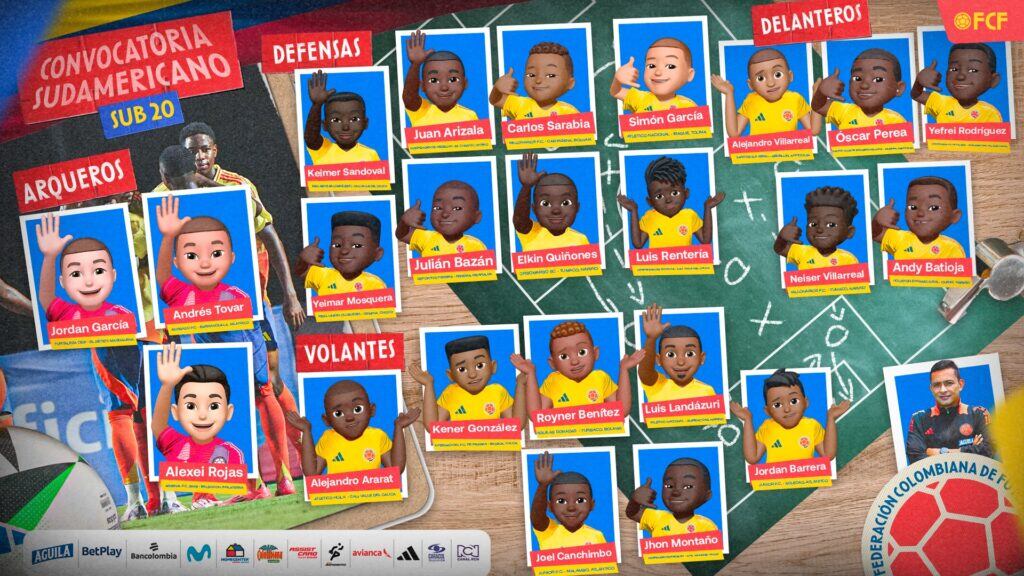 Convocados Selección Colombia Sub-20  | IMAGEN: https://fcf.com.co/