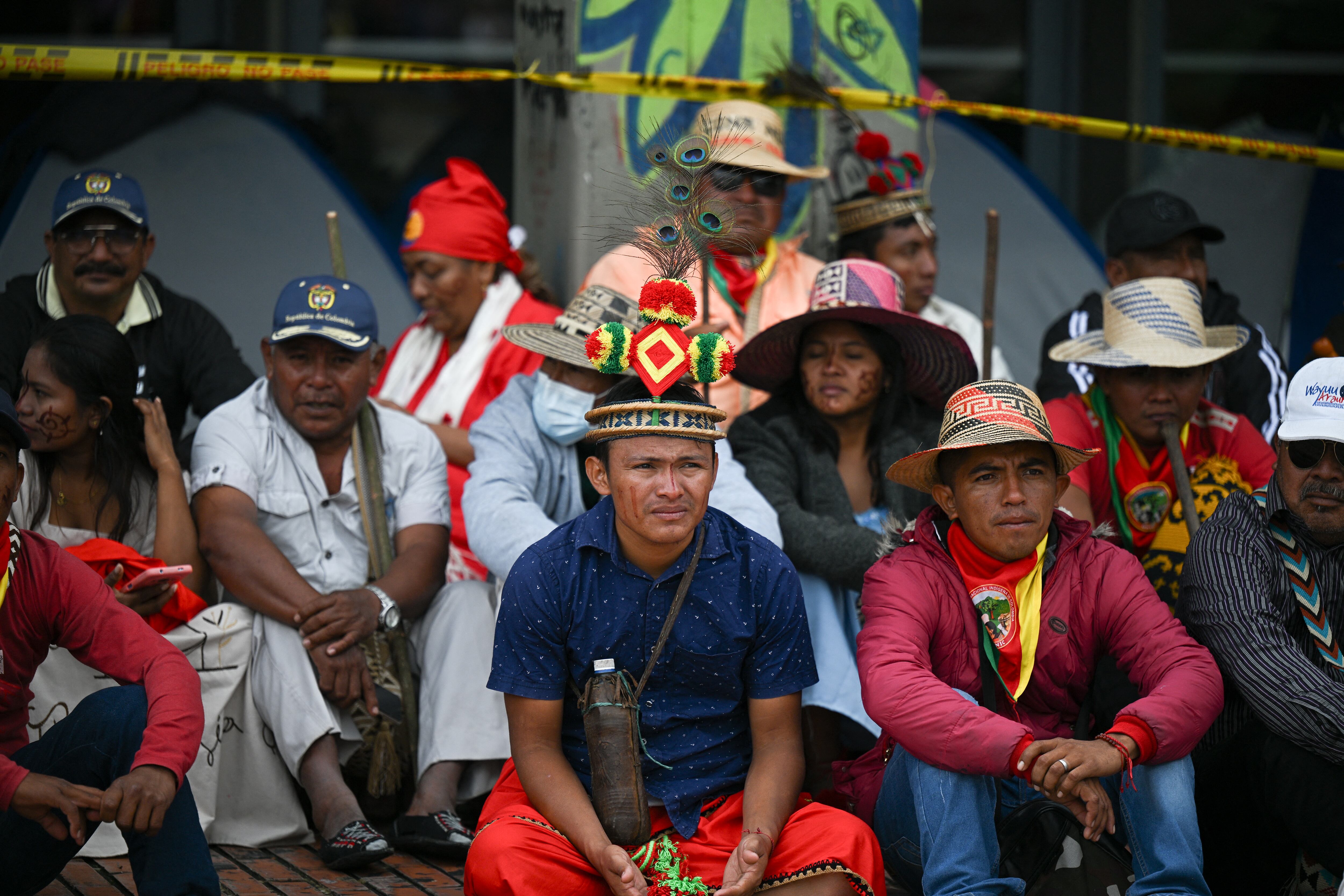 Pueblos indígenas en Bogotá. Foto: FEDERICO PARRA/AFP vía Getty Images.