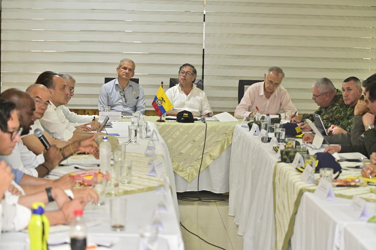 Presidente Gustavo Petro en consejo de seguridad en Buenaventura. 7 de julio 2023. Foto: Presidencia.