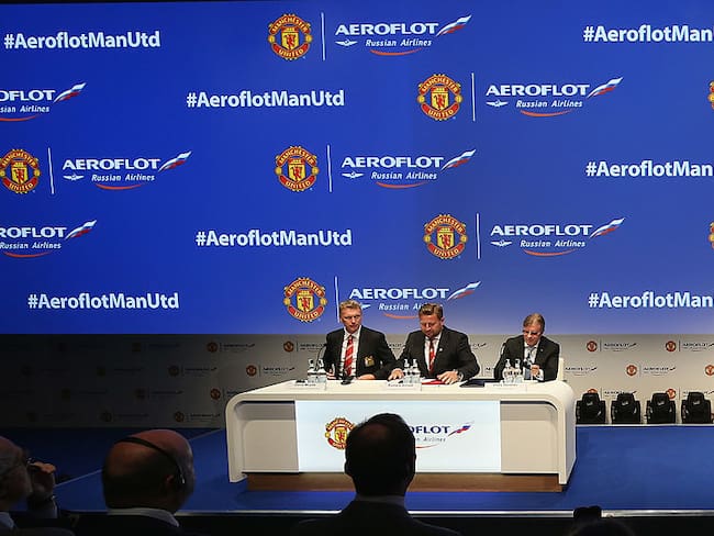 Manchester United y Aeroflot as new Manchester United (Photo by John Peters/Manchester United via Getty Images)