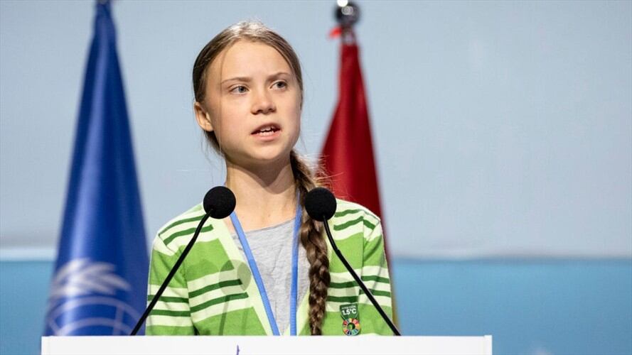 La activista sueca estaba en Madrid cuando se anunció el premio, en un foro climático de la ONU que busca salvar al mundo del calentamiento global.. Foto: Getty Images