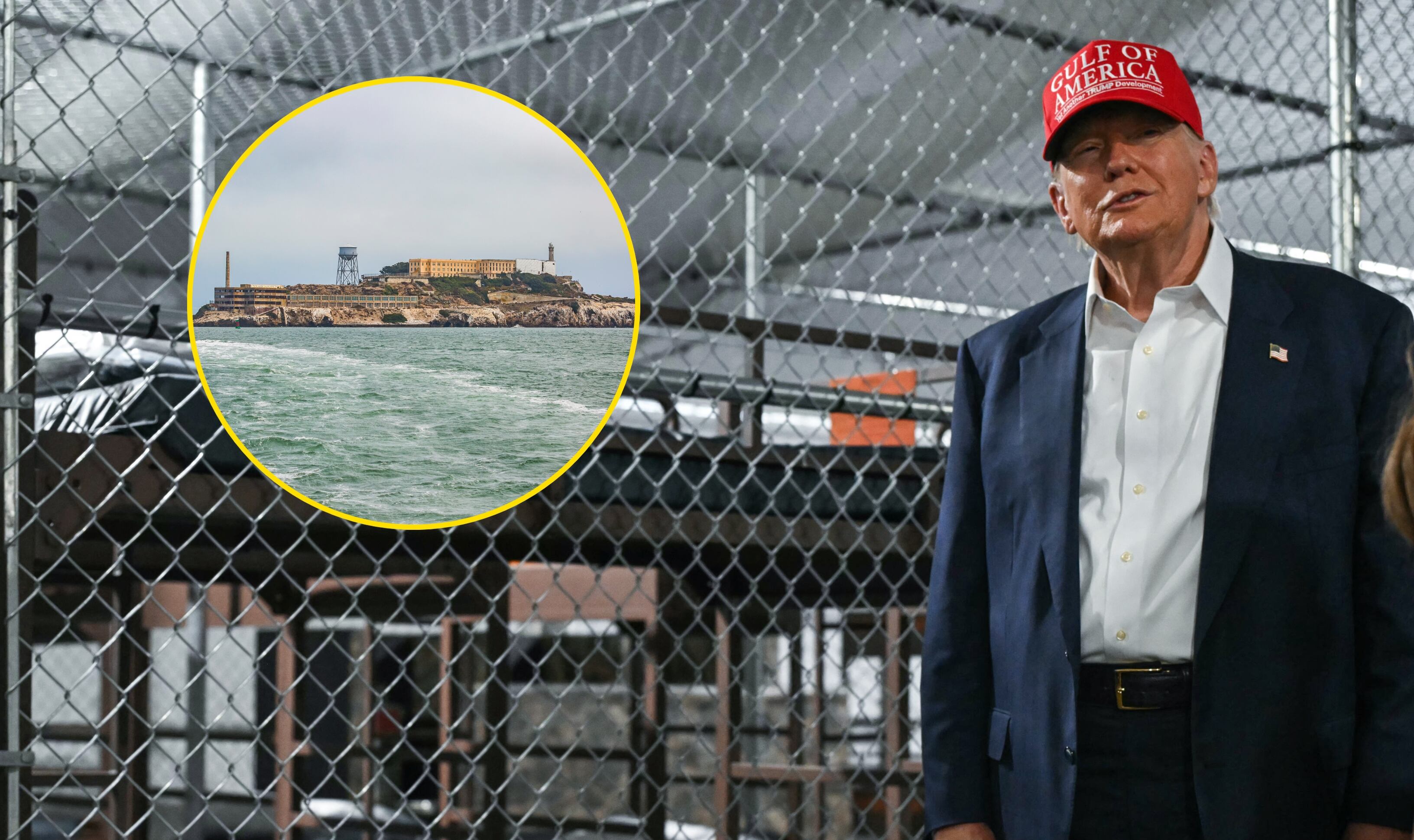 Donald Trump visita el nuevo centro de detención 'Alligator Alcatraz'. FOTO:  ANDREW CABALLERO-REYNOLDS/AFP via Getty Images