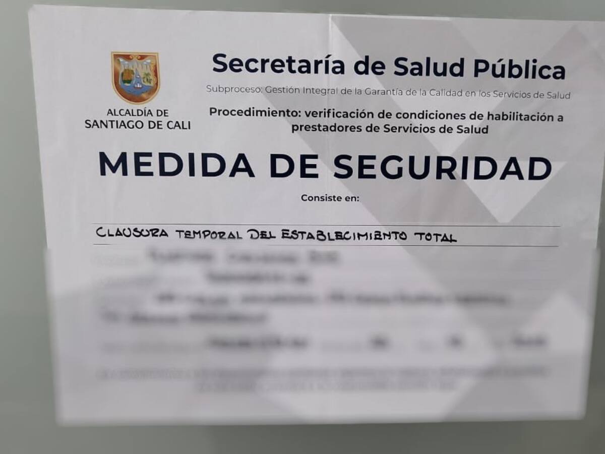 Cierre temporal de clínica en Cali por muerte de paciente extranjera tras cirugía estética