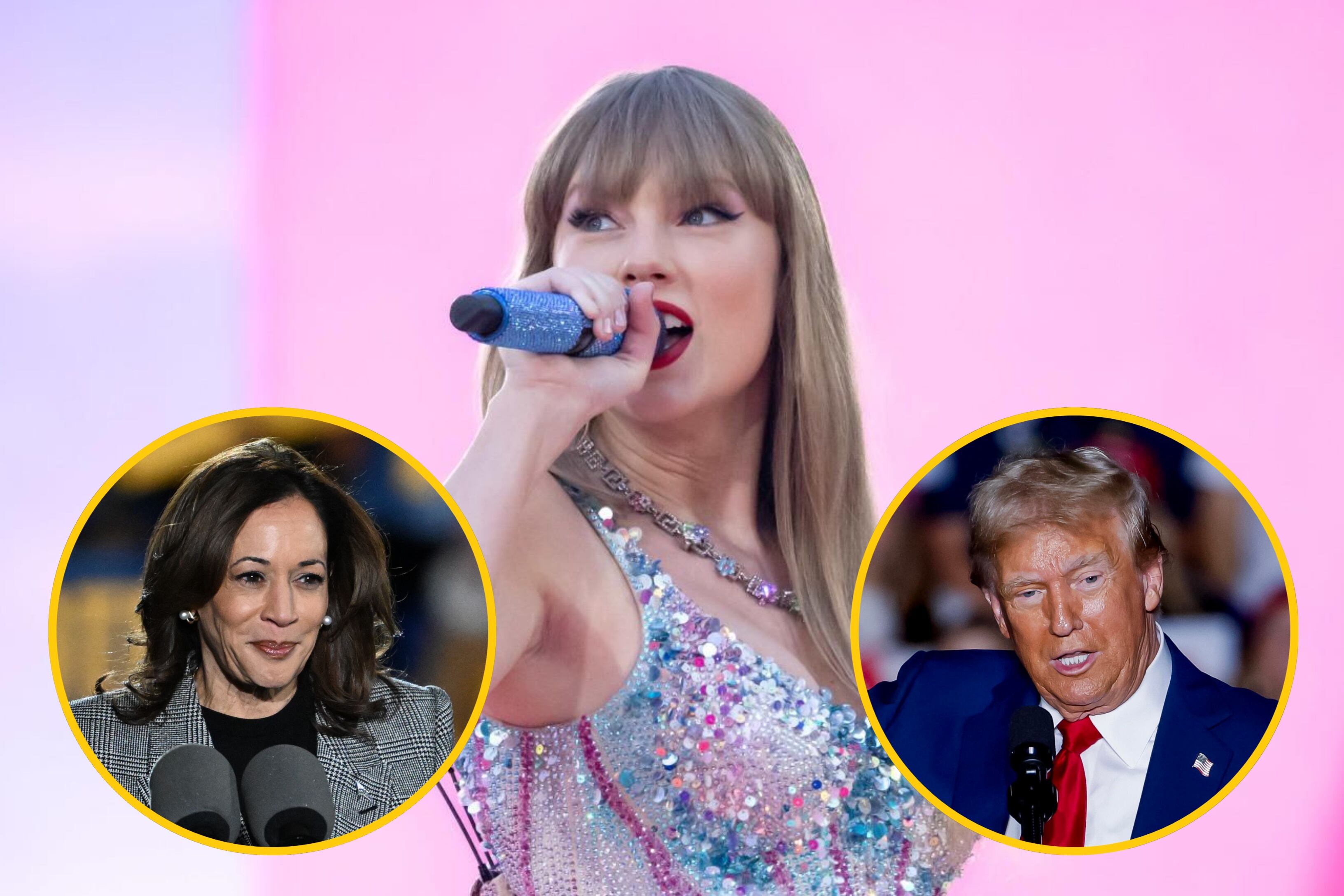 Taylor Swift (EFE/EPA/Rossella Papetti) // Kamala Harris (EFE/EPA/Lon Horwedel) // (EFE/EPA/Erik S. Lesser)