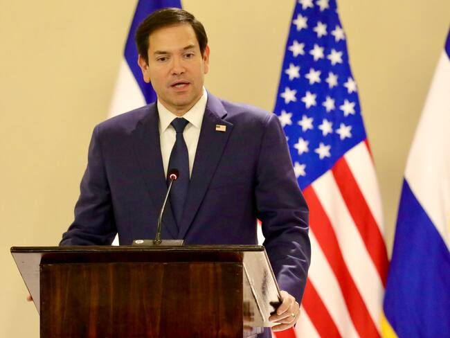 Marco Rubio habla en San Salvador. FOTO: EFE/ Embajada de Estados Unidos en El Salvador