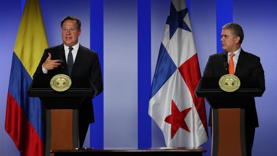 El presidente de Panamá, Juan Carlos Varela, y el presidente de Colombia, Iván Duque. Foto: Agencia EFE