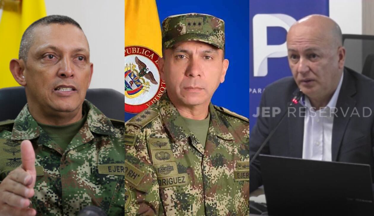 Jaime Lasprilla (colprensa), Miguel Pérez Guarnizo (cortesía JEP) y Edgar Alberto Rodríguez (cortesía Ejército).