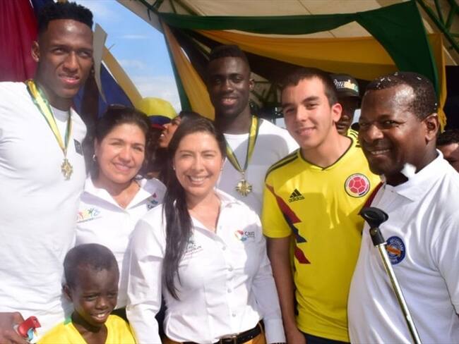 En Cauca recibieron con honores a Yerry Mina y Davinson Sánchez. Foto: Gobernación del Cauca