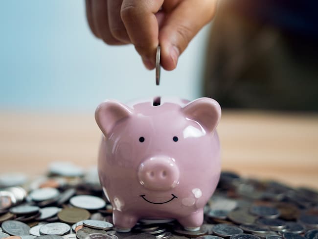 Persona metiendo dinero en una alcancía con forma de cerdo / Foto: GettyImages