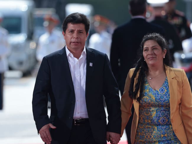 Pedro Castillo y Lilia Paredes. (Photo by Anna Moneymaker/Getty Images)