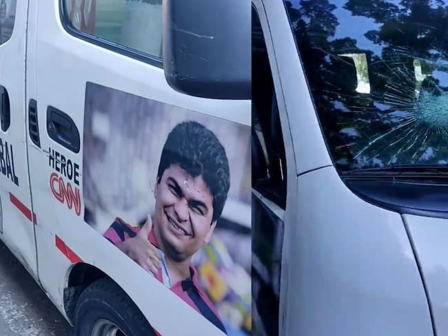 Delincuentes en moto arrojaron una piedra al vehículo en el que viajaban al menos 15 menores de edad con discapacidad. Foto: Cortesía.