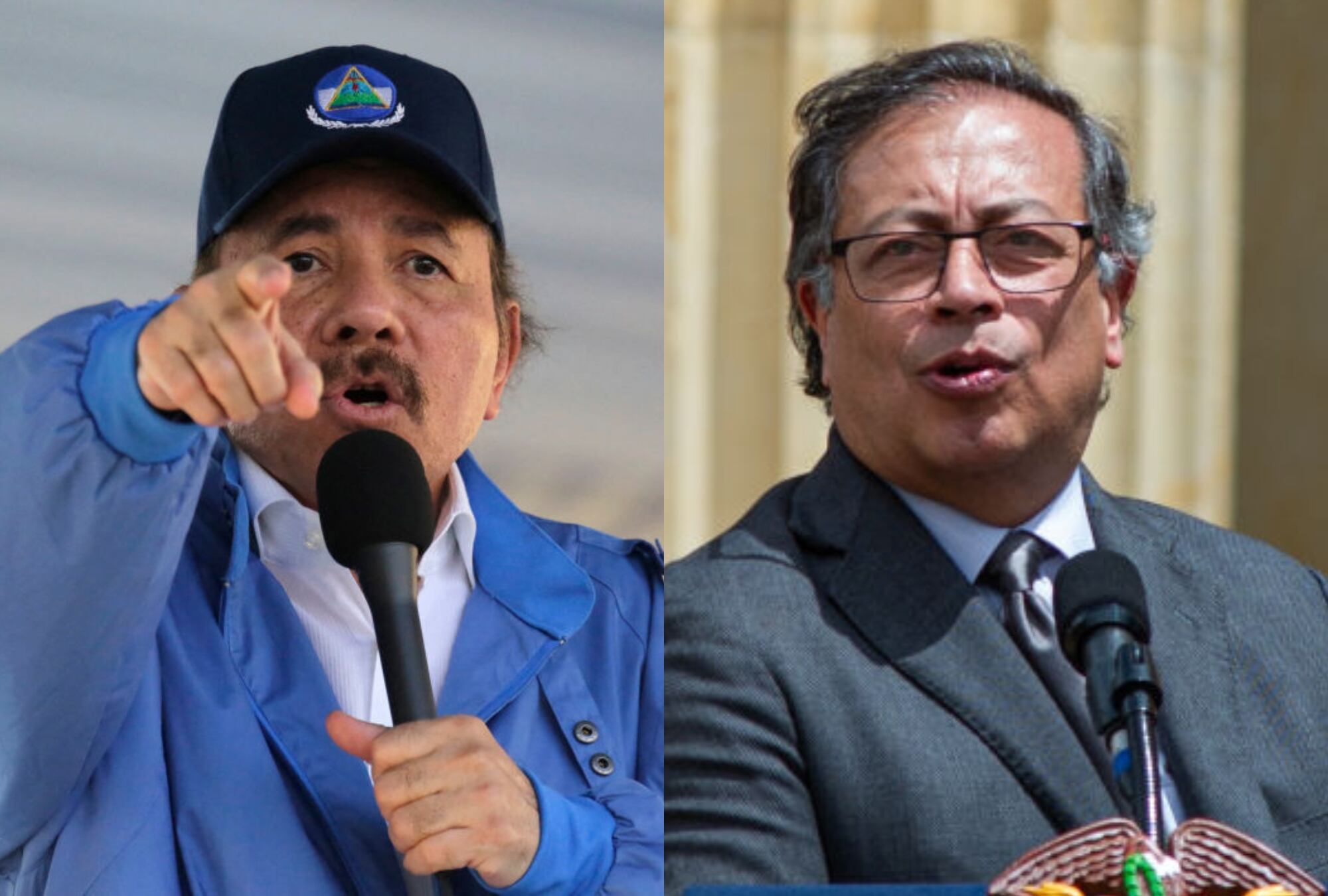 Daniel Ortega y Gustavo Petro. Foto: (Photo by INTI OCON/AFP via Getty Images) / (Photo by Sebastian Barros/NurPhoto via Getty Images)
