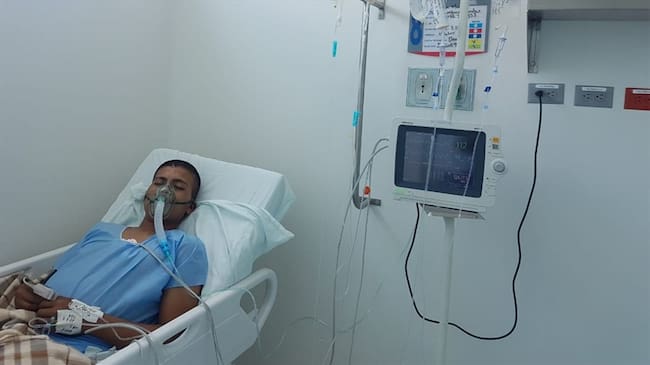 El soldado José Marcos Montero Paredes fue llevado a la Clínica Valle de Lili de Cali. Foto: Suministrada por familiares