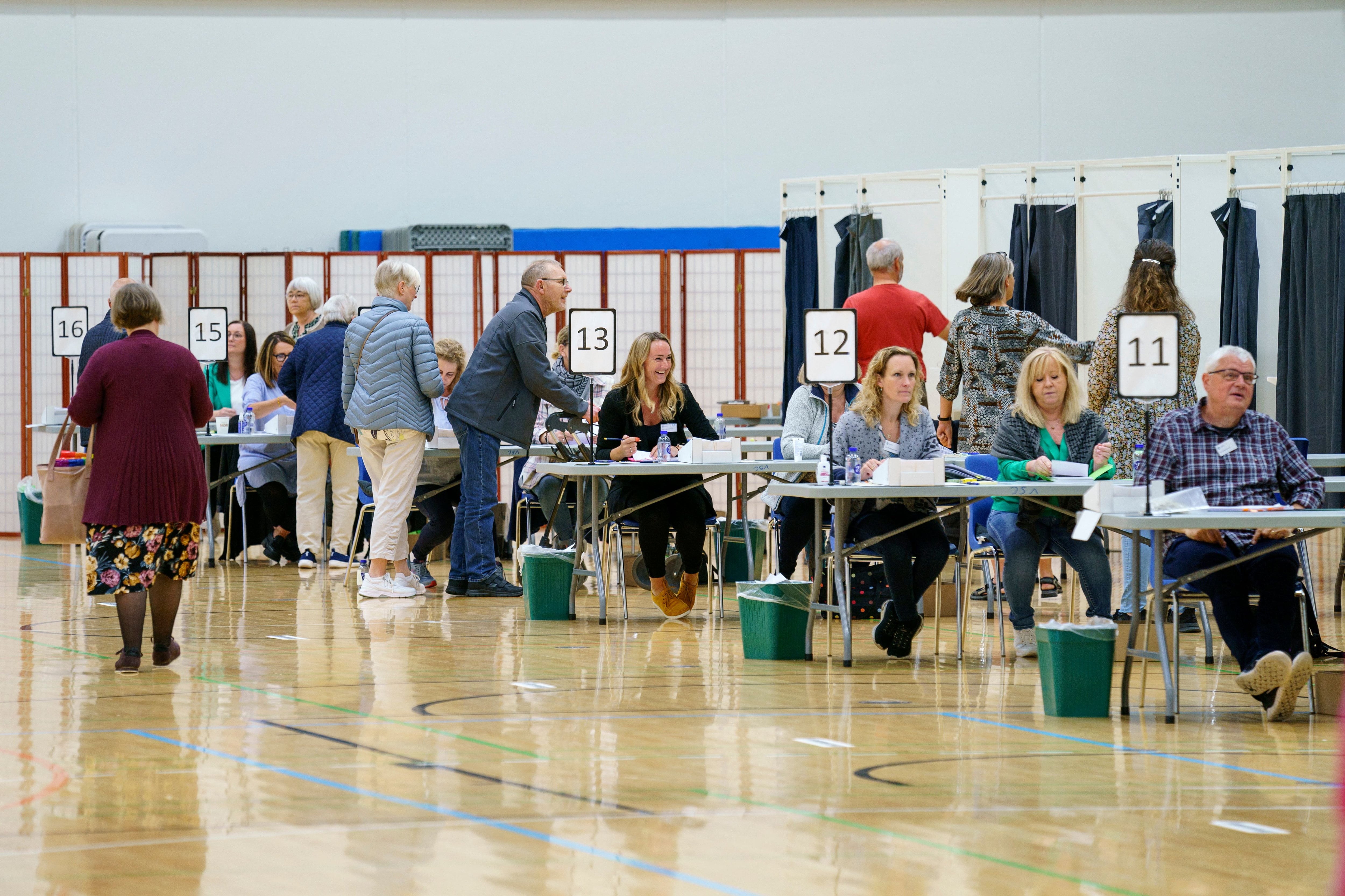 Danish voters cast their ballots at a polling station in Viborg, Denmark, on June 1, 2022, as traditionally eurosceptic Denmark votes in a referendum on whether to overturn its opt-out on the EU's common defence policy after Russia's invasion of Ukraine. (Photo by Bo AMSTRUP / Ritzau Scanpix / AFP) / Denmark OUT (Photo by BO AMSTRUP/Ritzau Scanpix/AFP via Getty Images)