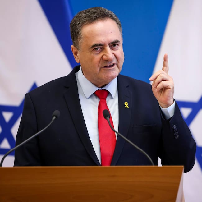 Budapest (Hungary), 17/06/2024.- Israeli Foreign Minister Israel Katz speaks during a joint press conference with his Hungarian counterpart in the latter's office in Budapest, Hungary, 17 June 2024. (Hungría) EFE/EPA/Robert Hegedus HUNGARY OUT