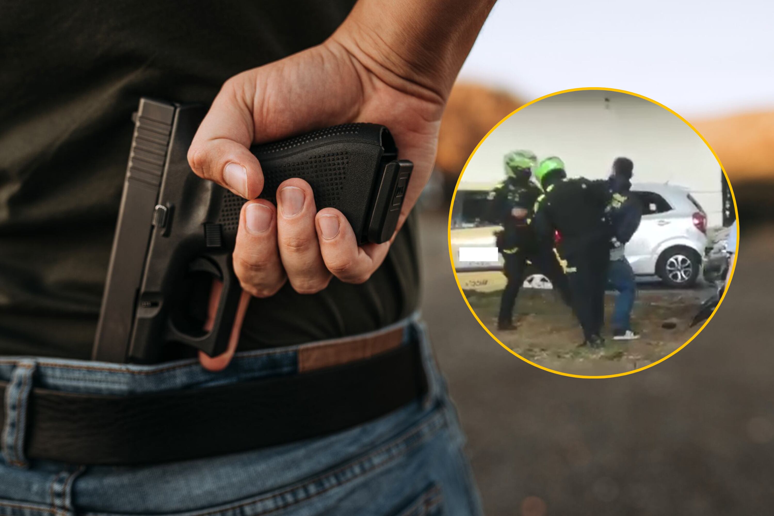 Imagen de referencia y captura de presunto ladrón en Cali. Foto: Getty Images / captura de pantalla