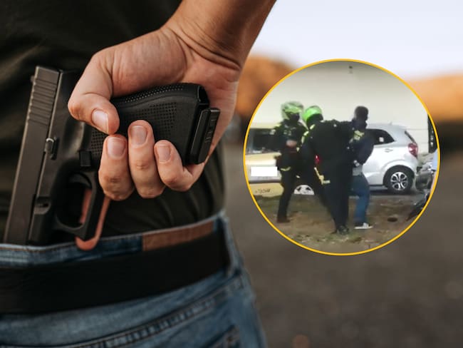 Imagen de referencia y captura de presunto ladrón en Cali. Foto: Getty Images / captura de pantalla